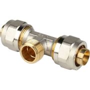 Тройник-переходник STOUT с наружной резьбой 1/2 х20 для металлопластиковых труб винтовой