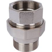 Разъемное соединение STOUT американка ВН 1 1/2 никелированное, уплотнение под гайкой по плоскости