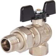 Кран шаровой полнопроходной STOUT угловой, ВР/НР, ручка бабочка 1/2, американка