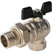 Кран шаровой полнопроходной STOUT угловой, ВР/НР, ручка бабочка 3/4, американка