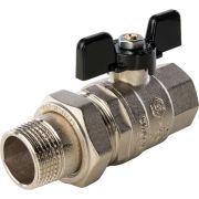 Кран шаровой полнопроходной STOUT ВР/НР, ручка бабочка 1, американка