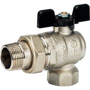 Кран шаровой полнопроходной угловой STOUT ВР/НР, ручка бабочка 1, американка