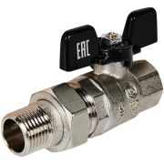 Кран шаровой полнопроходной с американкой STOUT ВР/НР ручка бабочка 1/2