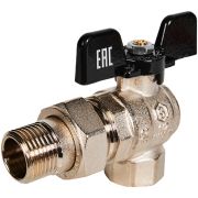 Кран шаровой полнопроходной угловой с американкой STOUT ВР/НР ручка бабочка 1/2