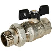 Кран шаровой полнопроходной с американкой STOUT ВР/НР ручка бабочка 1