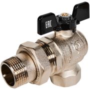 Кран шаровой полнопроходной угловой с американкой STOUT ВР/НР ручка бабочка 1