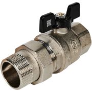 Кран шаровой полнопроходной с американкой STOUT ВР/НР ручка бабочка 1 1/4