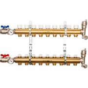 Распределительный коллектор из латуни без расходомеров STOUT 9 выходов