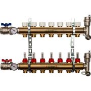 Распределительный коллектор из латуни с расходомерами STOUT 7 выходов