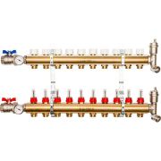 Распределительный коллектор из латуни с расходомерами STOUT 10 выходов