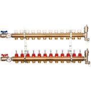 Распределительный коллектор из латуни с расходомерами STOUT 12 выходов