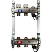 Коллектор из нержавеющей стали без расходомеров, с клапаном вып. воздуха и сливом STOUT 2 выхода