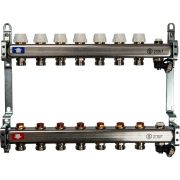 Коллектор из нержавеющей стали без расходомеров, с клапаном вып. воздуха и сливом STOUT 7 выходов