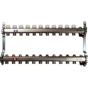 Коллектор из нержавеющей стали без расходомеров, с клапаном вып. воздуха и сливом STOUT 11 выходов