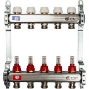 Коллектор из нержавеющей стали с расходомерами STOUT 5 выходов
