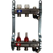 Коллектор из нержавеющей стали с расходомерами, с клапаном вып. воздуха и сливом STOUT 2 выхода