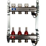 Коллектор из нержавеющей стали с расходомерами, с клапаном вып. воздуха и сливом STOUT 3 выхода