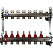 Коллектор из нержавеющей стали с расходомерами, с клапаном вып. воздуха и сливом STOUT 7 выходов