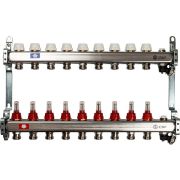 Коллектор из нержавеющей стали с расходомерами, с клапаном вып. воздуха и сливом STOUT 9 выходов