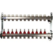 Коллектор из нержавеющей стали с расходомерами, с клапаном вып. воздуха и сливом STOUT 11 выходов