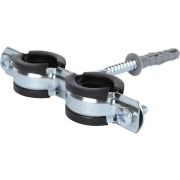 Комплект двойной хомут для труб STOUT хомут+шпилька шуруп +дюбель пластиковый 3/4 (25-29)