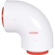 Начальный участок ROMMER 90 гр. 60/100 (Baxi (кроме ECO Nova/Classic), Ariston, Vaillant, Viessmann, Kiturami, Mizudo, Beretta, Oasis, Wolf, Haier, Tiberis, DeDietrich, Arderia ) хомут в комплекте + втулка D60 L-50