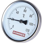 Термометр биметаллический ROMMER 80 мм 120 градусов с погружной гильзой 50 мм 1/2