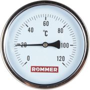 Термометр биметаллический ROMMER 100 мм 120 градусов с погружной гильзой 75 мм 1/2