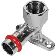 Угольник ROMMER настенный с креплением-ВР, 15х1/2, из нержавеющей стали прессовой