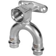 Угольник ROMMER проходной настенный с креплением-ВР, 15х1/2, из нержавеющей стали прессовой