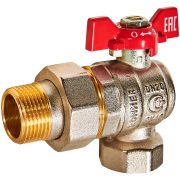 Кран шаровой угловой с американкой ROMMER ВР/НР, ручка бабочка 3/4