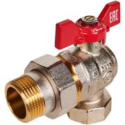 Кран шаровой угловой с американкой ROMMER ВР/НР, ручка бабочка 1