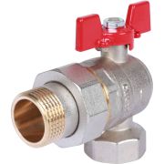 Кран шаровой ROMMER угловой с американкой 1 ВН/НР, ручка бабочка