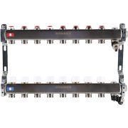 Коллектор из нержавеющей стали без расходомеров ROMMER, с клапаном вып. воздуха и сливом 8 выходов