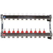 Коллектор из нержавеющей стали с расходомерами ROMMER, с клапаном вып. воздуха и сливом 10 выходов