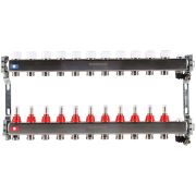 Коллектор из нержавеющей стали с расходомерами ROMMER, с клапаном вып. воздуха и сливом 11 выходов