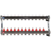 Коллектор из нержавеющей стали с расходомерами ROMMER, с клапаном вып. воздуха и сливом 12 выходов