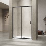 Душевая раздвижная дверь-купе в нишу PA-114B профиль черный 1300