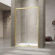 Душевая раздвижная дверь-купе в нишу PA-114Gb профиль золото браш 1500
