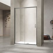 Душевая раздвижная дверь-купе в нишу PA-114Gr профиль серый 1300