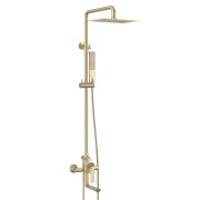 Смеситель Lemark Ursus LM7262BG для ванны и душа с регулируемой высотой штанги и верхней душевой лейкой «Тропический дождь»