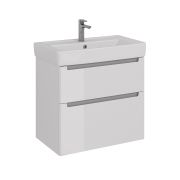 Тумба Lemark BUNO 80 см под 1 раковину, подвесная/напольная, 2 ящика, цвет корпуса, фасада: Белый глянец