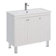 Тумба Lemark ROMANCE 100 см под 1 раковину, подвесная/напольная, 3-х дверная, цвет корпуса, фасада: Белый глянец