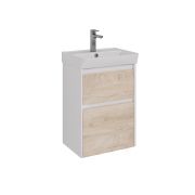 Тумба Lemark COMBI 50 см под 1 раковину, подвесная/напольная, 2 ящика, цвет фасада: Дуб кантри, цвет корпуса: Белый глянец