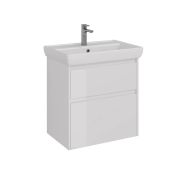 Тумба Lemark COMBI 70 см под 1 раковину, подвесная/напольная, 2 ящика, цвет корпуса, фасада: Белый глянец