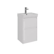 Тумба Lemark COMBI 45 см под 1 раковину, подвесная/напольная, 2 ящика, цвет корпуса, фасада: Белый глянец