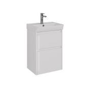 Тумба Lemark COMBI 50 см под 1 раковину, подвесная/напольная, 2 ящика, цвет корпуса, фасада: Белый глянец