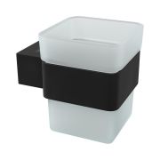 Стакан для зубных щёток Lemark SMOOTH LINE с держателем, чёрный матовый