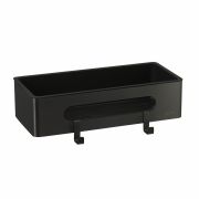 Полка для душа прямая Lemark SHELF LINE из нерж. стали с крючками, черный/ вставка-пластик черный