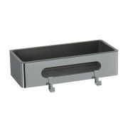 Полка для душа прямая Lemark SHELF LINE из нерж. стали с крючками, хром/вставка-пластик графит